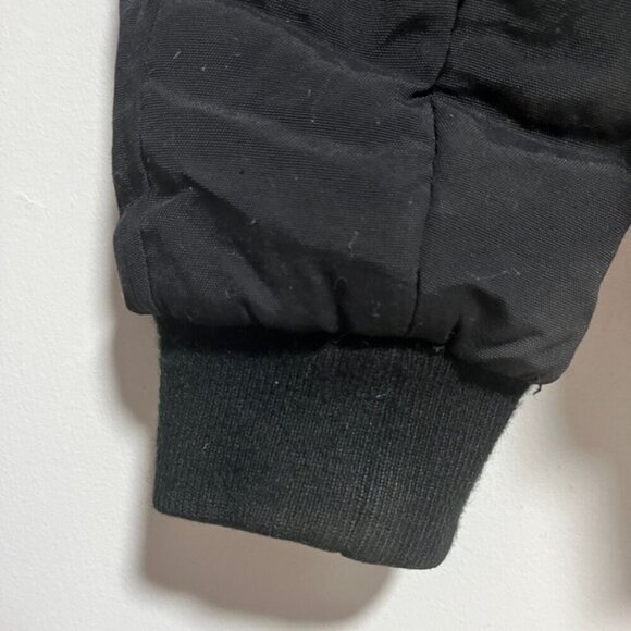 GUESS Black Puffer Bomber Jacket Men’s Size L Hooded Faux Leather Trim - Picture 11 of 14